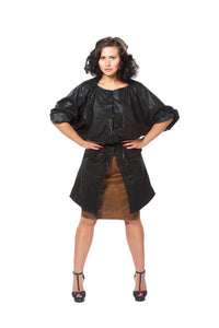 Heathered Knit Longline Microsuede Kimono Jacket