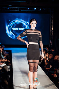 Straight Line Cutout Black Pencil Skirt